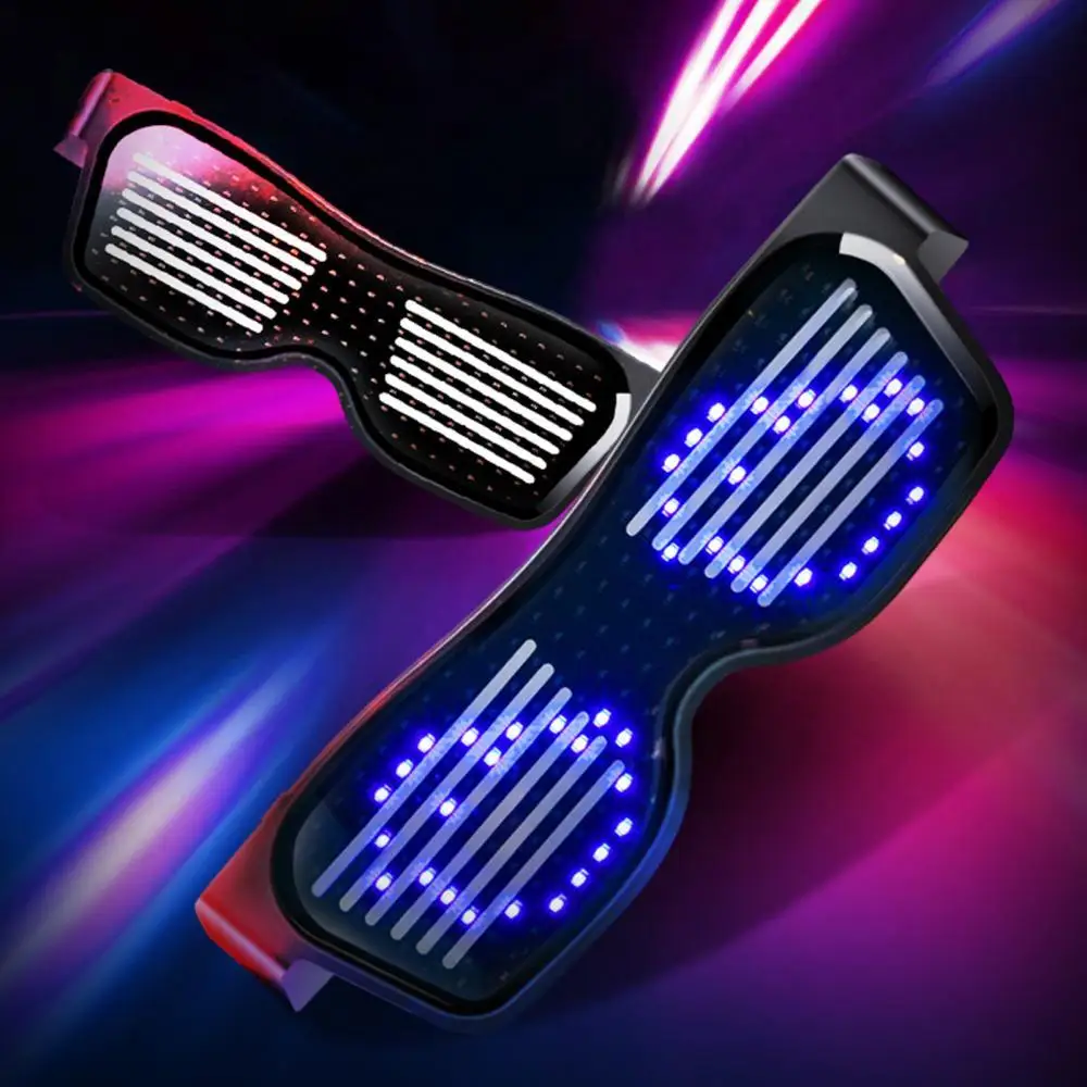 Magic Bluetooth Led Glasses APP Control Luminous Glasses USB Charge DIY Edit Multi-lingual Quick Flash Dance Party Decor