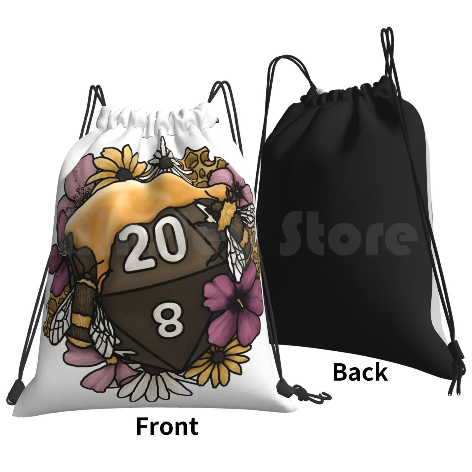 Honeycomb D20 Tabletop Rpg Gaming Dice Backpack Drawstring Bag Riding Climbing Gym Bag D20 D D Dnd And Tabletop Gaming Dice