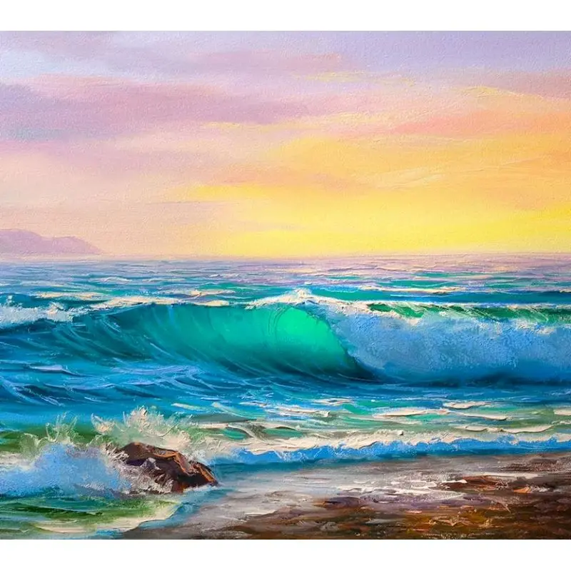 GATYZTORY DIY Painting By Numbers sea wave Landscape Oil Painting HandPainted Wall Decor Painting Unique Gift