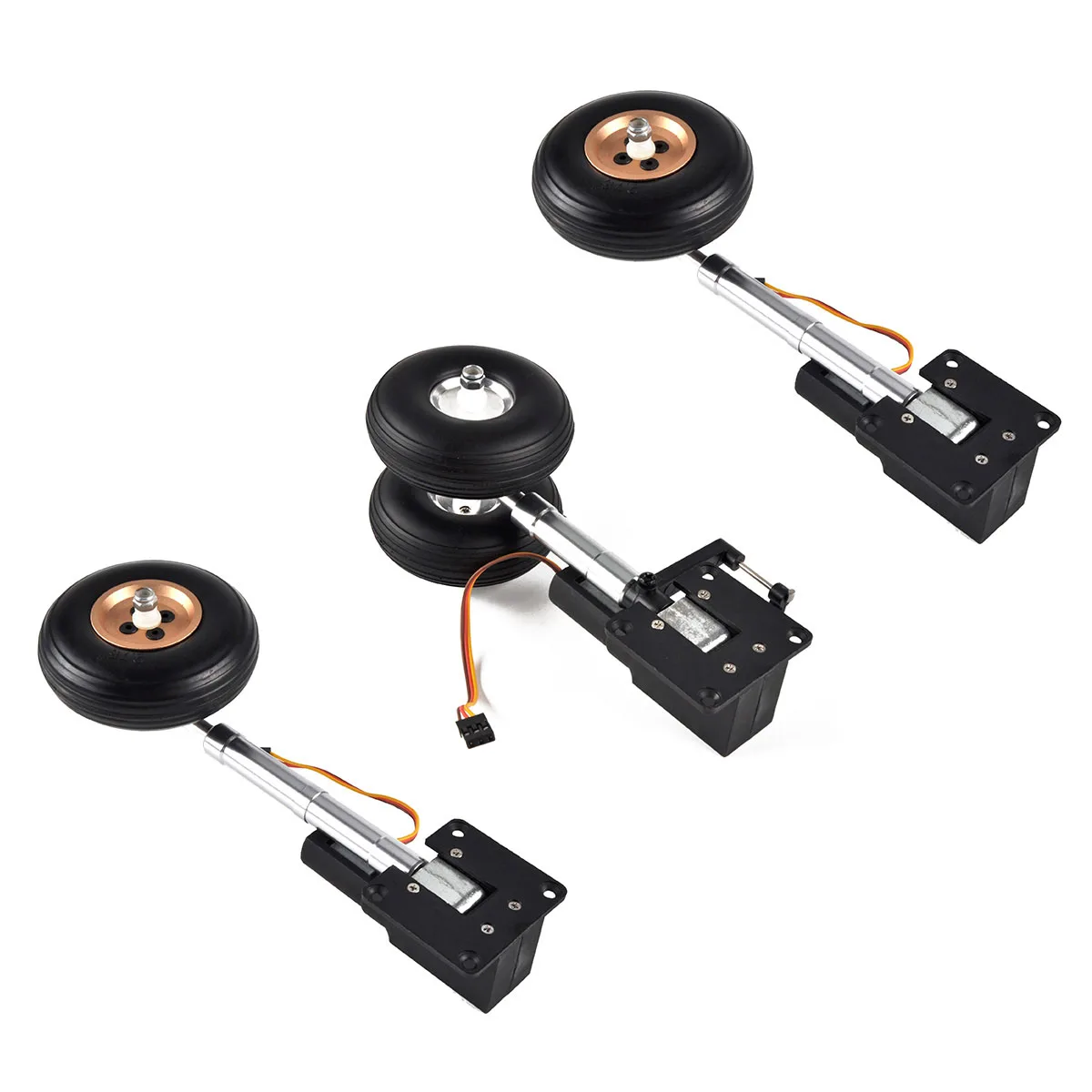 Nose Main Electric Servoless Retracts Landing Gears Anti-vibration with Wheels for 4-6kg 40-60E RC Airplane