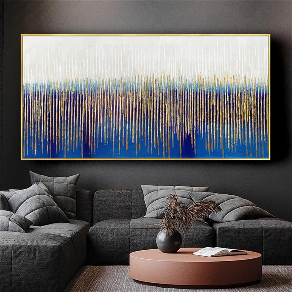 Artist Hand-painted Oil Painting on Canvas High Quality Salon wall art Modern Abstract blue landscape Home decoration painting