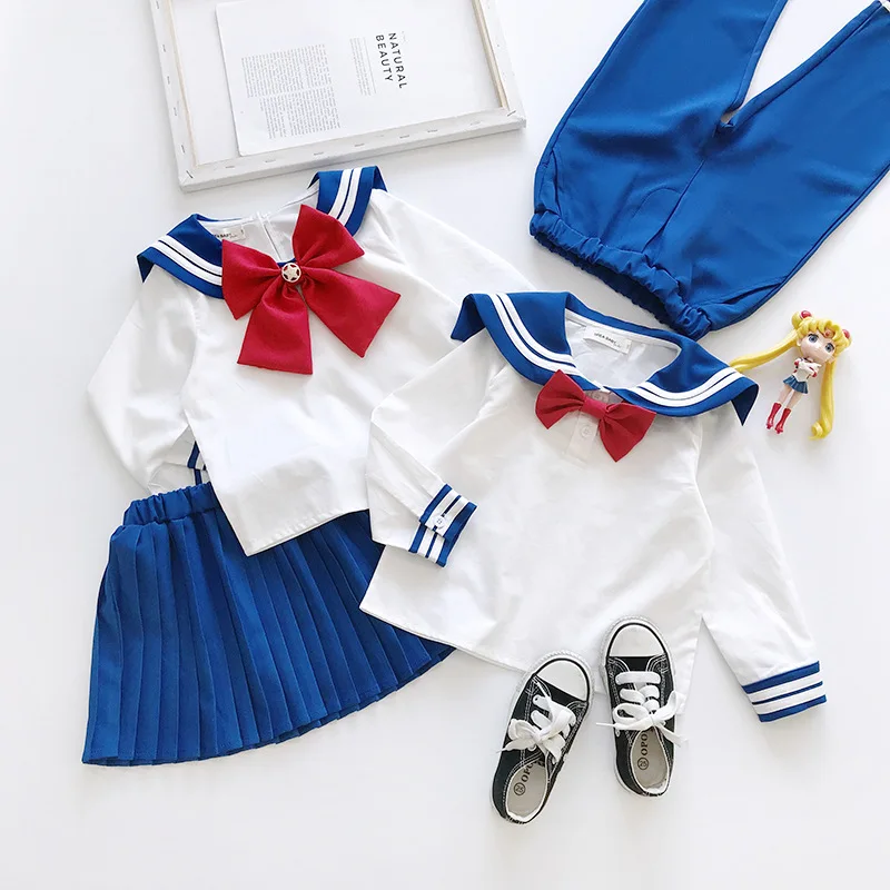 Hot New Fashion preppy style set for Girls and Boys Autumn and Spring Children's Sailor Moon Cosplay long sleeve set TZ041