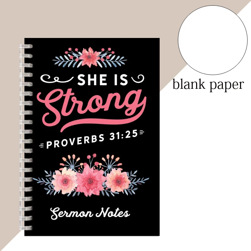 She is clothed with Strength and Dignity Notebook Proverbs 31:25 Bible Verse Diary Spiral Binder Note Book Christian Quote Faith