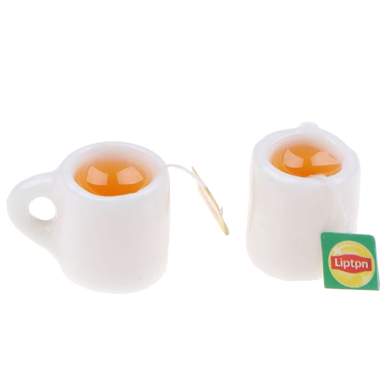 2 stks/partij Mini Miniatuur Poppenhuis Koffie Cup Keuken Kamer Voedsel Drink Thuis Servies Decors Poppen Accessoires