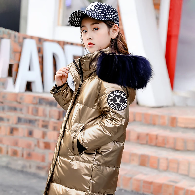 High Quality Girls Winter Warm White Duck Down Jackets For Boys Waterproof Clothes Natural Fur Hooded Coats For Kids parka