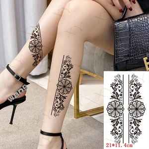 Waterproof Temporary Tattoo Sticker Flower Pattern Flash Tattoos Geometry Moon Gun Peony Body Art Arm Fake Tatoo for Women Men