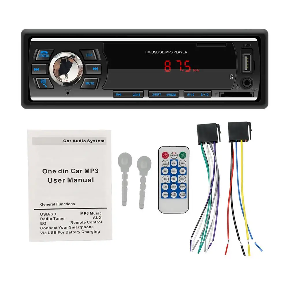 12V 1 DIN Wireless Car Player Auto Bluetooth-compatible Stereo MP3 Player FM Radio SD Player For Car Driving Accessories