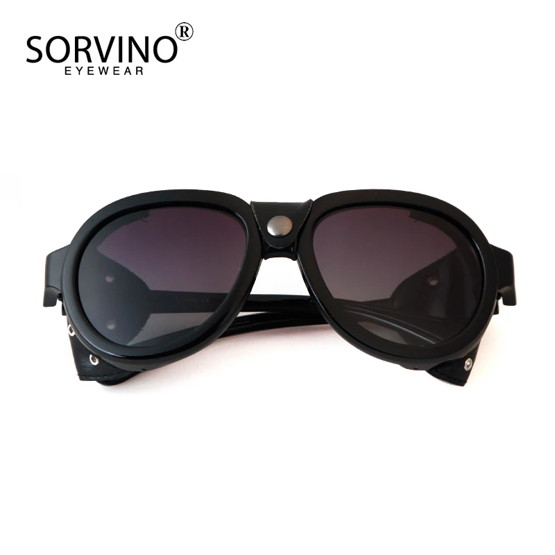 SORVINO Vintage Steampunk Gothic Goggles Polarized Sunglasses Men Retro Fashion Leather with Side Shades Sun Glassesjavascript: