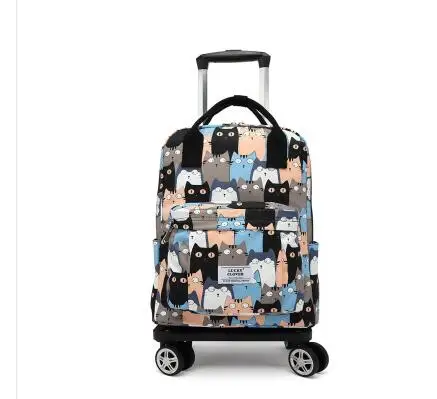 Travel Trolley Bag With Wheels Portable Carry On Hand Rolling Luggage Shopping Bag Picnic Bag Household Grocery Wheeled Backpack