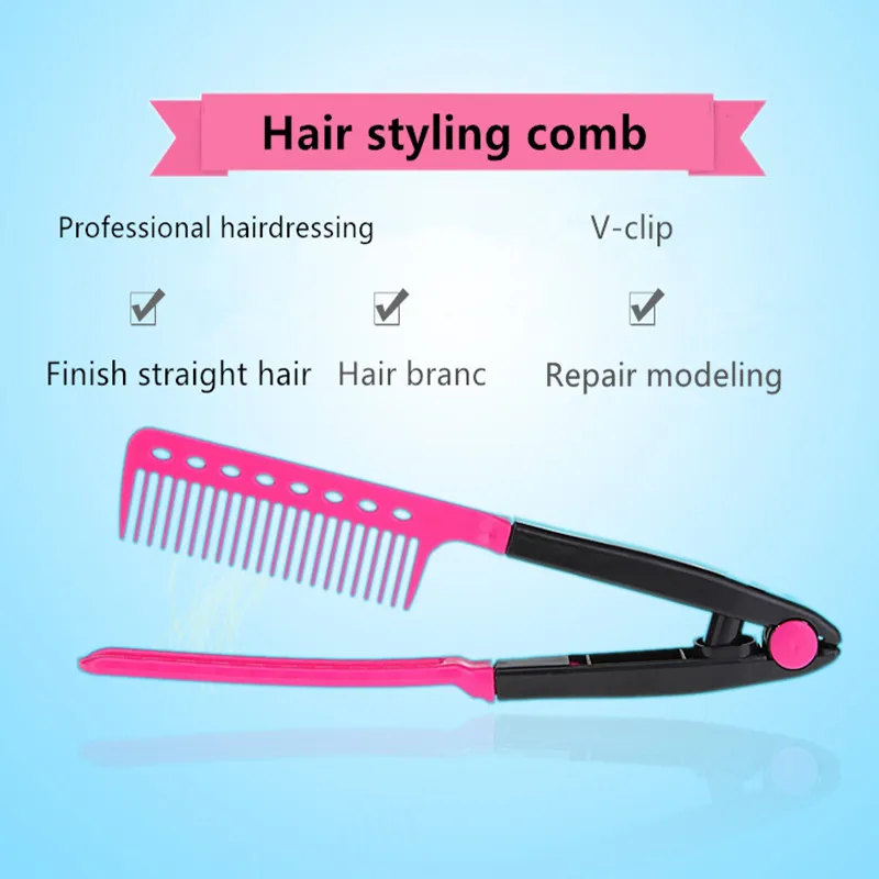 1PC Magic Handle Women V type Hair Straightener Comb Folding Hair Sort Out Modeling Salon Hairdresser Combs Styling Tool T0658