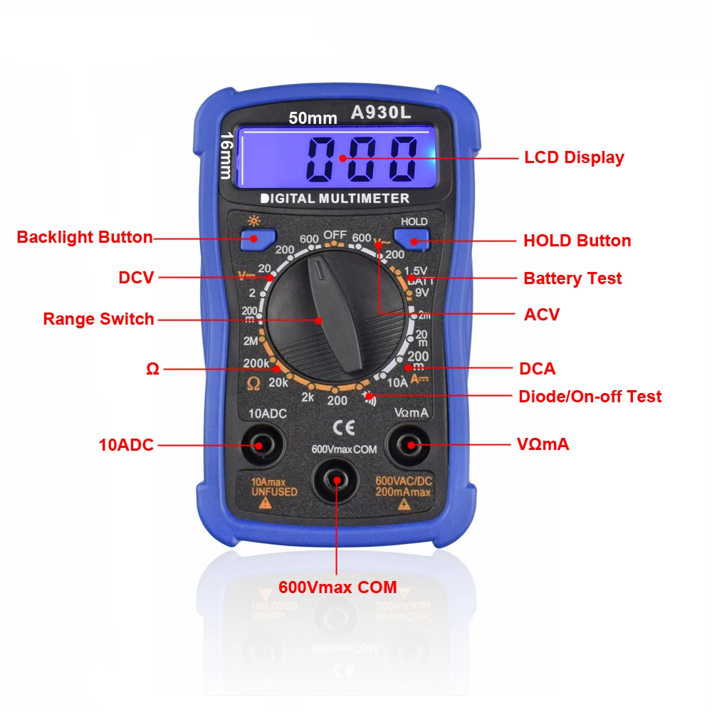 NEWACALOX Electrical Instrument LCD Digital Display Multimeter AC/DC Ammeter Voltmeter Ohm Clamp Meter Tester Tool