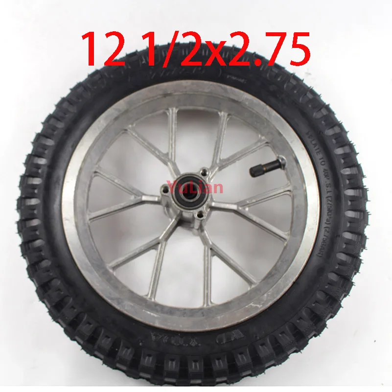 12 1/2 X 2.75 Front or Rear Wheel Assembly 12 1/2X2.75 Tire for Razor Dirt Bike Rocket MX350 MX400 Mini Dirtbike