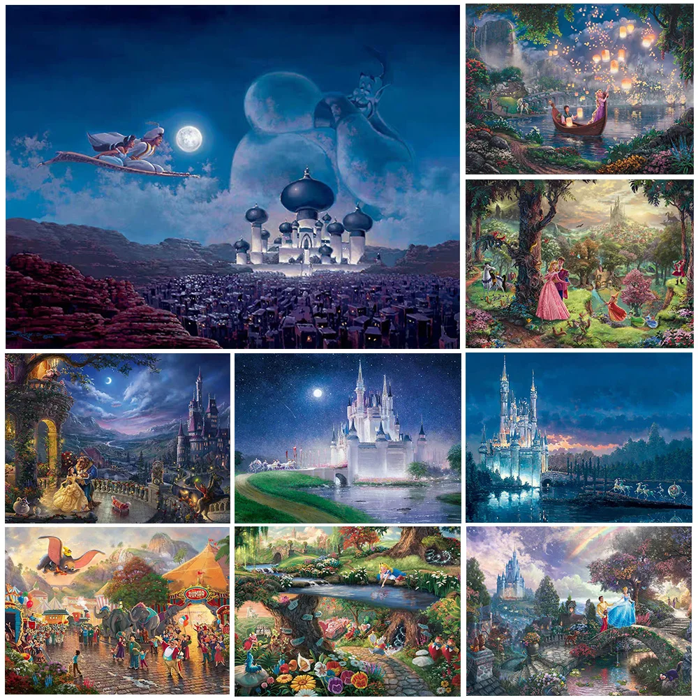 

Disney 5D DIY Diamond Painting Fairy Tale World, Castle Inlaid Rhinestone Mosaic Landscape Custom Gift Decoration Painting