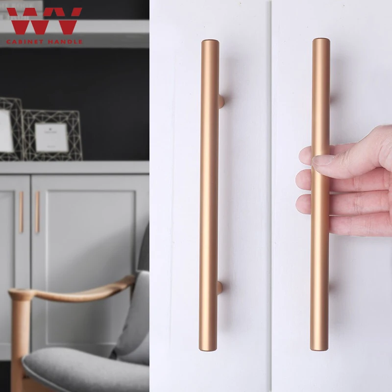 

WV Modern Furniture Handles Cabinet Handle T-shape Dark Gold Wardrobe Cabinet Door Handles Nordic Long Drawer Door Pulls 221