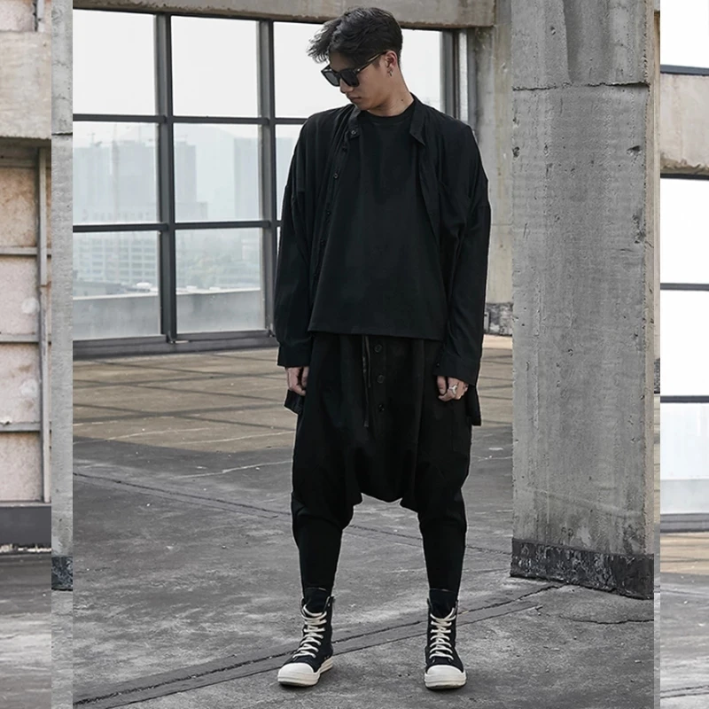 

Men's Pants Spring And Autumn New Hip Hop Street Style Hair Stylist Style Dark Casual Oversized Pants