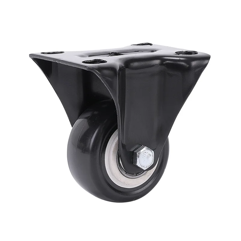 4Pcs 1.6 Inch Dia Heavy Duty 200KG Black Polyurethane Fixed Castor Wheels Trolley Furniture Caster