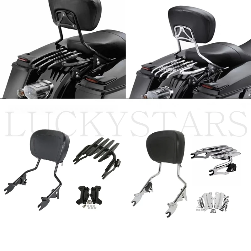 Quick Disassembly Passenger Backrest Sissy Bar Luggage Rack For Harley Touring Electra Glide CVO Street Glide Road King 09-13