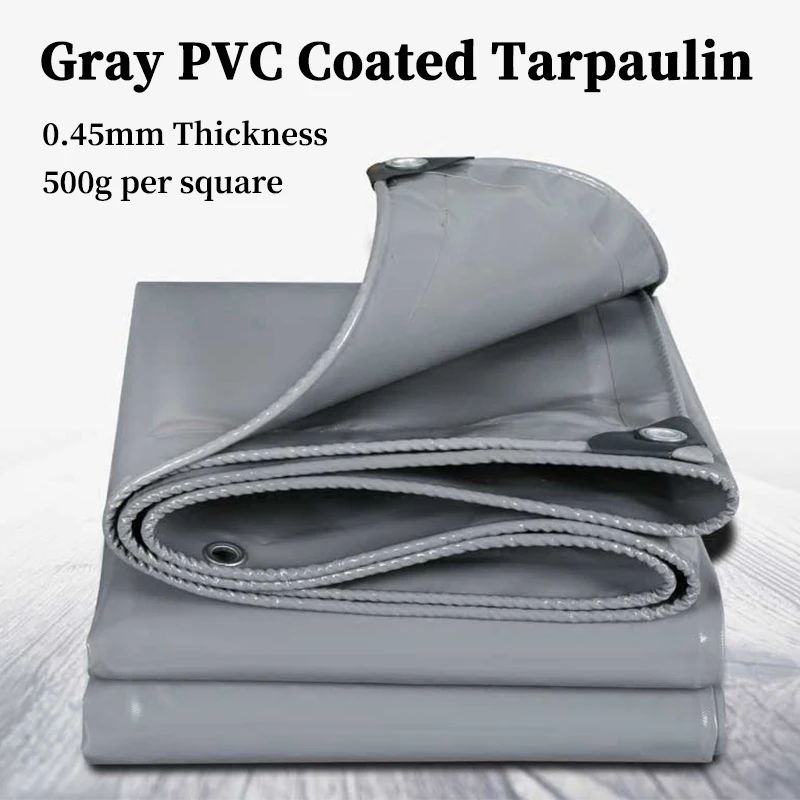 Grey PVC Coated Banner Tarpaulin Repair Tape Rainproof Cloth, Outdoor Awning Waterproof Oxford Oilcloth Truck Canopy Shade Sail