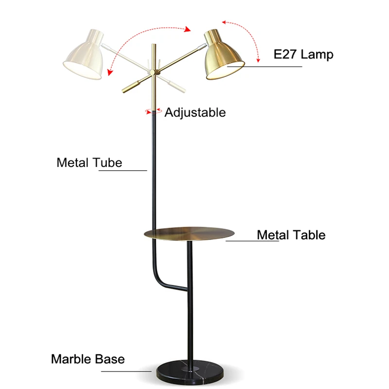 Indoor LED Floor Lamps with Table Modern Attractive Living Room Fashional Table Floor Light Hotel Lighting Bedside For Bedroom