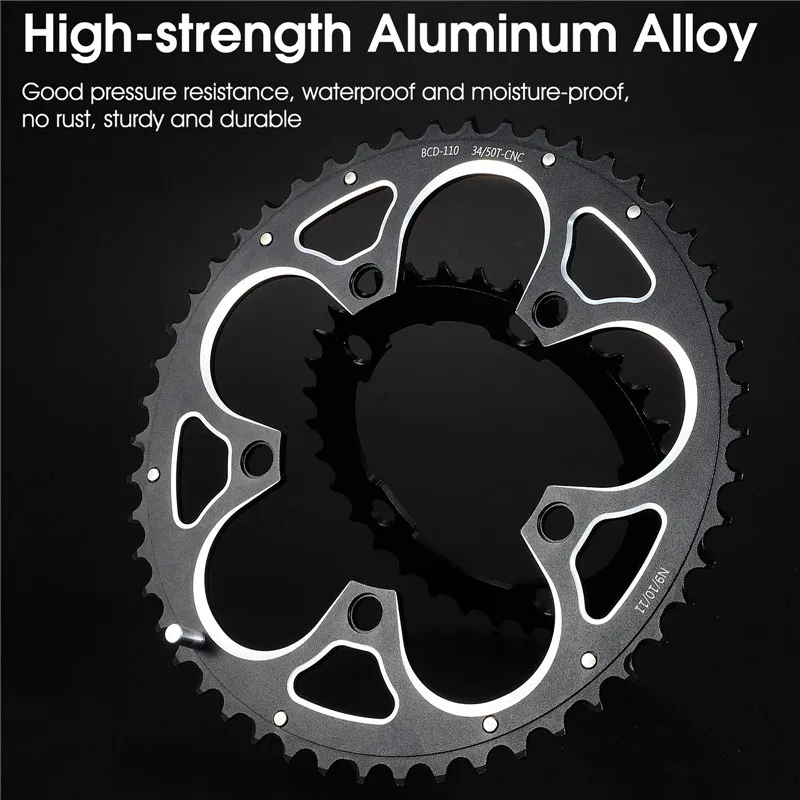 WEST BIKING Road Bike Chainring Round 110BCD 34T/50T Bicycle Crankset Tooth Plate For 8/9/10/11 Speed Chain Wheel Double Crown