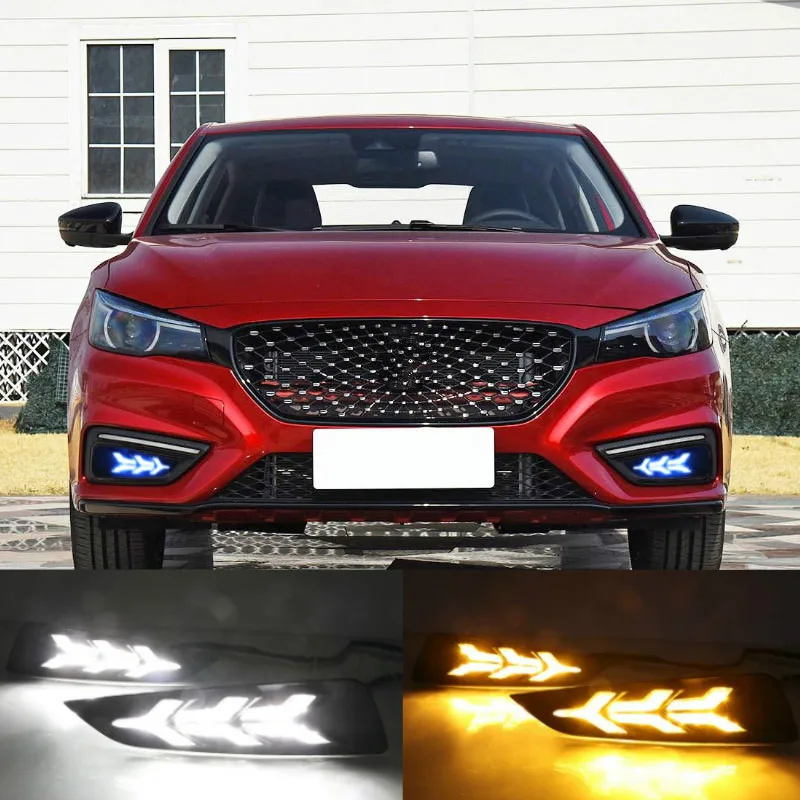 

1 Pair Car LED Daytime Running Lights White Yellow Blue Running Turn signal DRL for MG6 MG 6 2017 2018 2019 Fog Lamp Covers