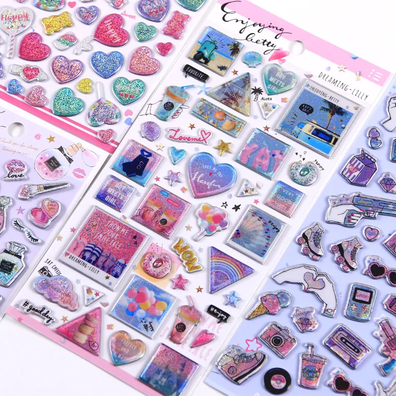 Laser Love Sweet Candy Cartoon Decorative Stationery Stickers Scrapbooking DIY Diary Album Stick Label