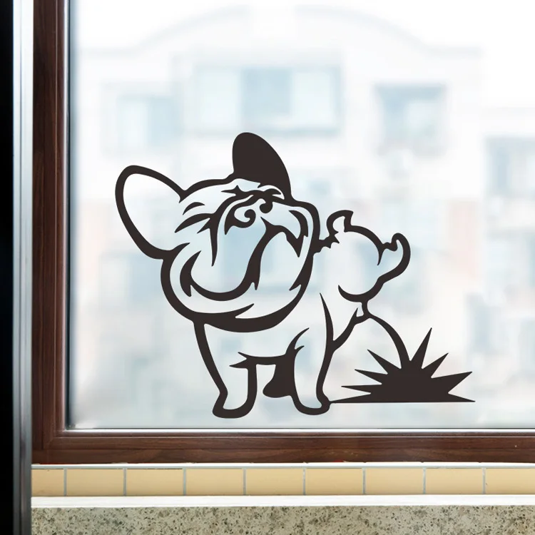 Cartoon-Wandaufkleber mit peichelndem Welpen für Wohnzimmer, Glasfenster, Schrank, Heimdekoration, Tapete, abnehmbare Aufkleber, niedlicher Hundeaufkleber – Detail 2