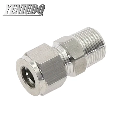 Imagen 1 del producto Conector de compresión de doble férula de acero inoxidable SS 304, tubo de 6mm, 8mm, 10mm y 12mm a 1/8 "", 1/4"", 3/8 "", 1/2"", accesorio de tubería NPT Macho