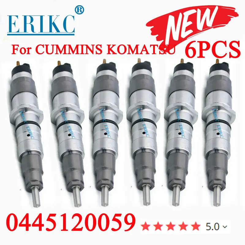 

6PCS 0445120059 GENUINE AND BRAND NEW 0 445 120 059 DIESEL FUEL INJECTOR 0445 120 059 For Komatsu PC 200-8 HL770-7A Cunnmins