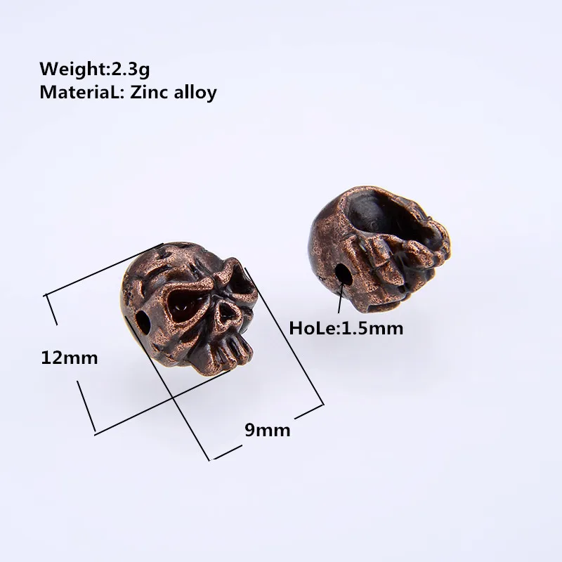 10PCS / zinc alloy material skull perforated beads specification length 12mm width 9mm hole 1.5mm can be equipped with DIY bead