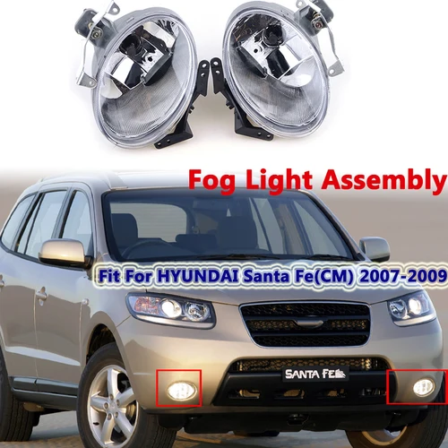 Conjunto de luz antiniebla halógena para parachoques delantero, lámpara de conducción apta para HYUNDAI Santa Fe (CM) 2007 2008 2009, accesorios para coche pre-facelift