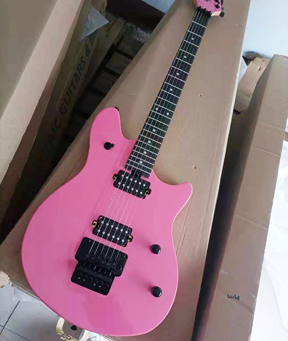 6 Strings Pink Electric Guitar with Maple Fretboard,Quilted Maple Veneer