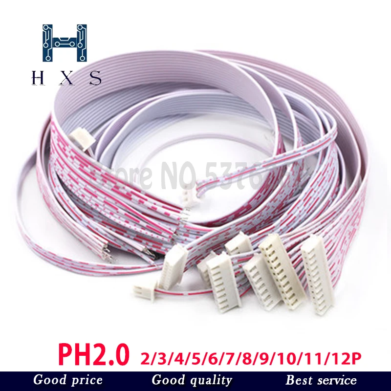 1PCS Red and White cable PH2.0 single head and double head 2.0mm 50CM 2/3/4/5/6/8/10/11/12P Connecting line