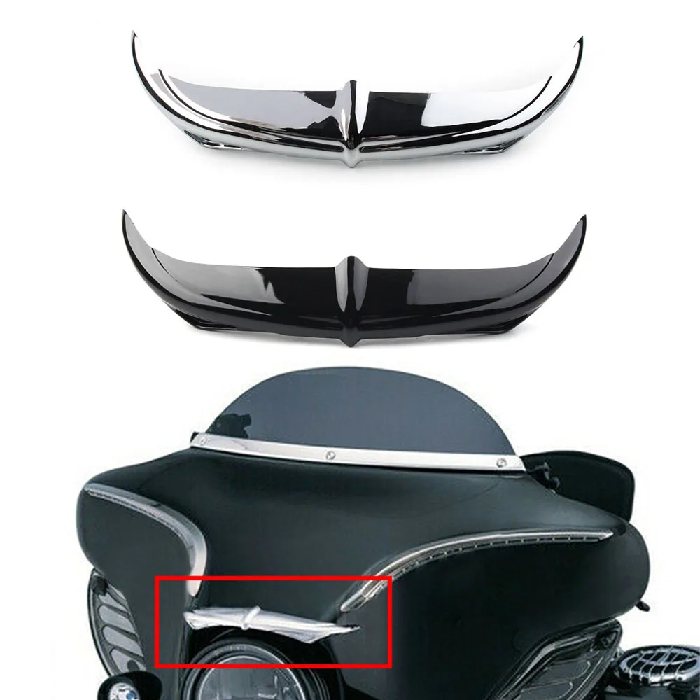 Motorcycle Fairing Brow Accent Cover ABS Decoration Trim for Harley-Davidson Touring FLHX Electra Glide 1996-2013 Chrome/Black