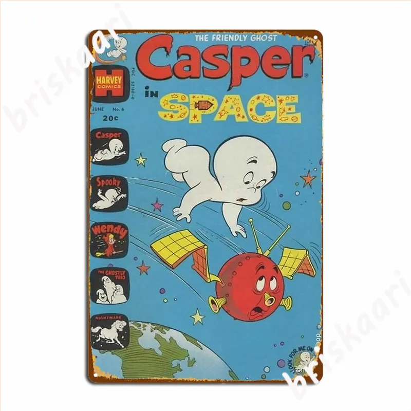 Casper The Friendly Ghost Poster Metal Plaque Wall Decor Club Bar Custom Wall Mural Tin Sign Poster