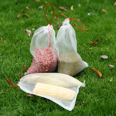 50pcs/set Supermarket Drawstring Reusable Protection Bag For Seeds Soaking Germination Fruit Mesh Bags Garden Vegetables Nylon