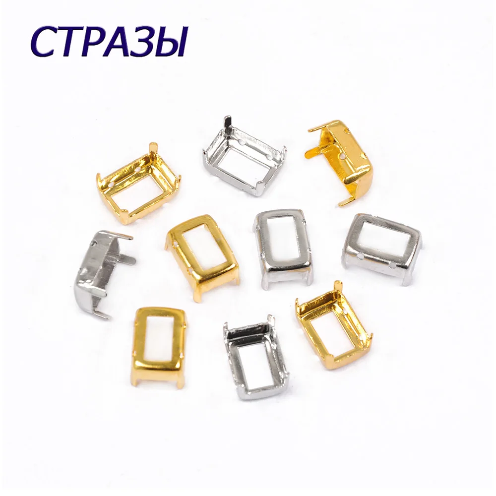 CTPA3bI 4610 Octagon Claw Setting Copper Empty Firmly Base Metal Claw Setting Pendant Silver Gold Sewing Garment DIY Clothes