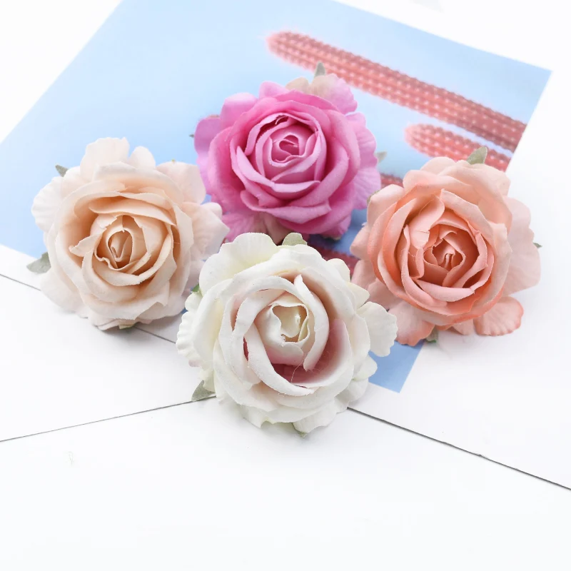 6/10 Pcs 6CM Velvet Roses Head Home Wedding Car Valentine\'s Day Present Scrapbooking Decorative Flowers Wall Artificial Flowers