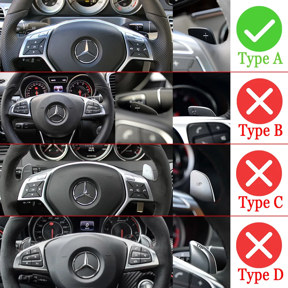 For Mercedes Benz ML W166 GLK X205 SLK CLA GLA CLS C218 X218 Car Steering Wheel Shifter Paddle Extension DSG Sticker Styling