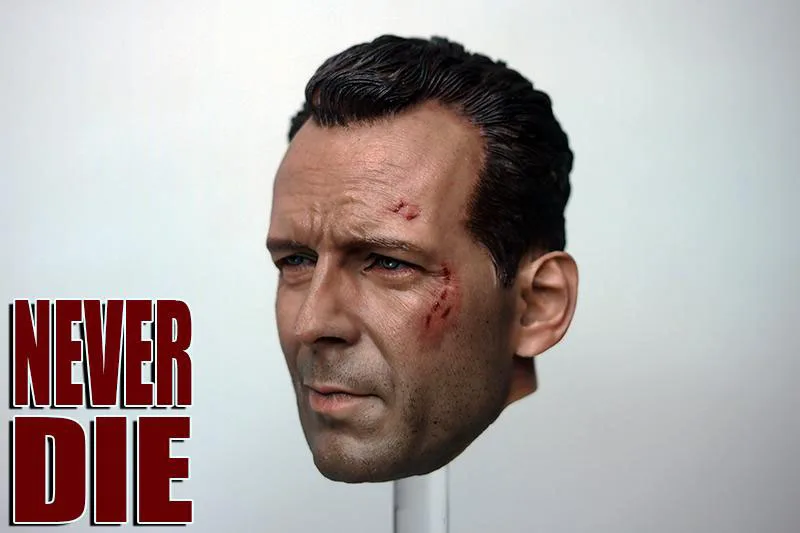 Bruce Willis im Maßstab 1/6 schnitzen verletzte männliche Kopf formung beschädigte Version passen 12 ''männliche Soldat Action figur Körper puppen – Detail 4
