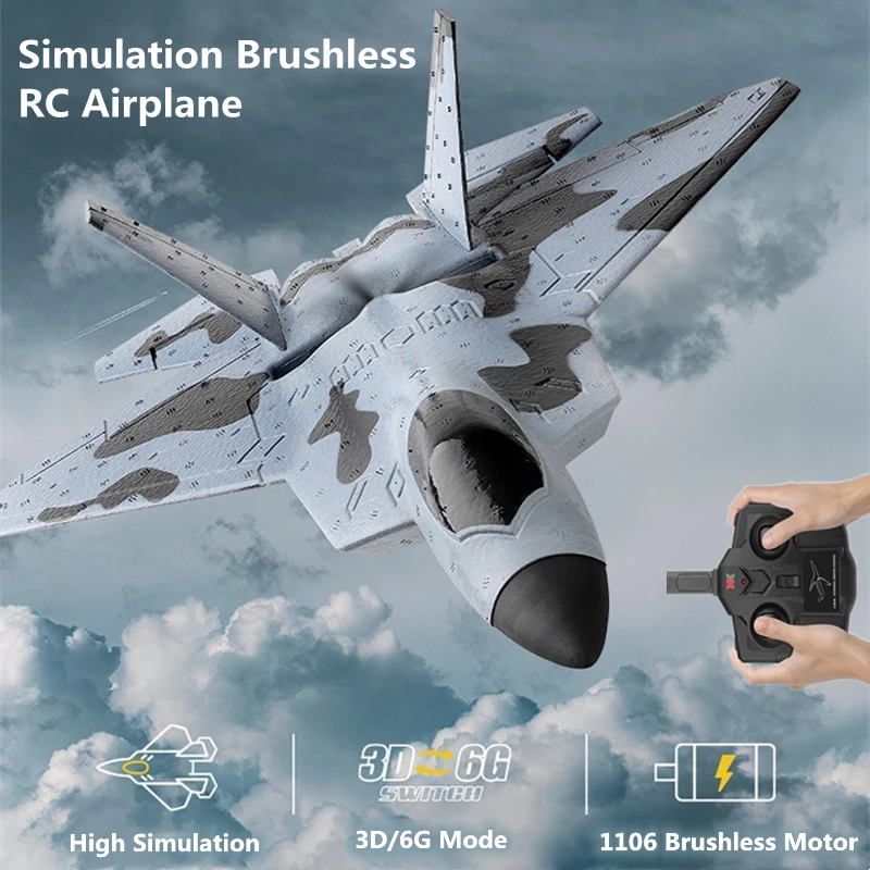 

45CM Brushless Fighter Remote Control Airplane 3D/6G Mode Switch EPP Material LED Auxiliary Wing Stunt Radio RC Aircraft Gifts