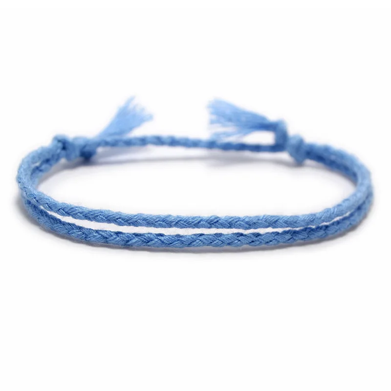 Meetvii Simple Woven Cotton Rope String Bracelet Pray Yoga Handmade Pure Color Chic Tassel Bracelet for Men Women New