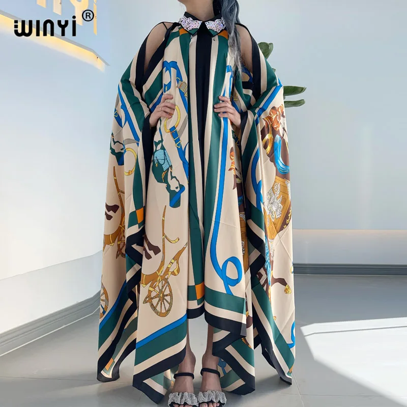 WINYI sukienka Fashion Summer kimono Dress free Size Women\'s Half Sleeve Floral Printed Elegant Casual Vacation Loose Dresses