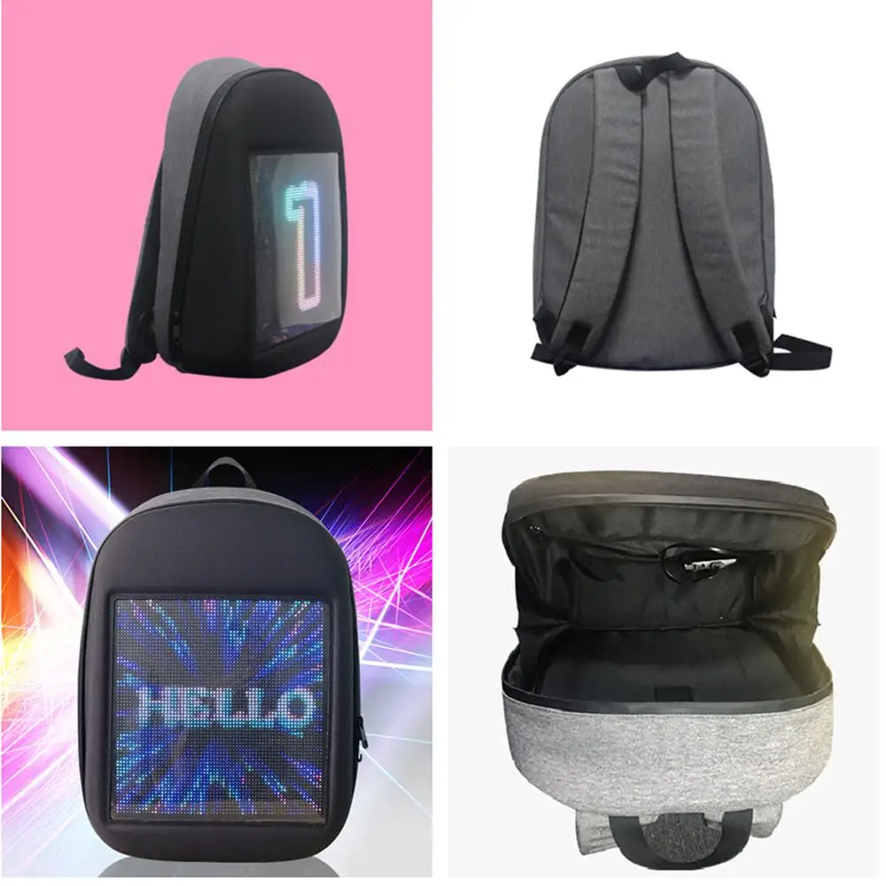 LED Display Screen Backpack Walking Advertising Light Bag Outdoor Backpack DIY Advertising Backpack LED for Man Women Kid School