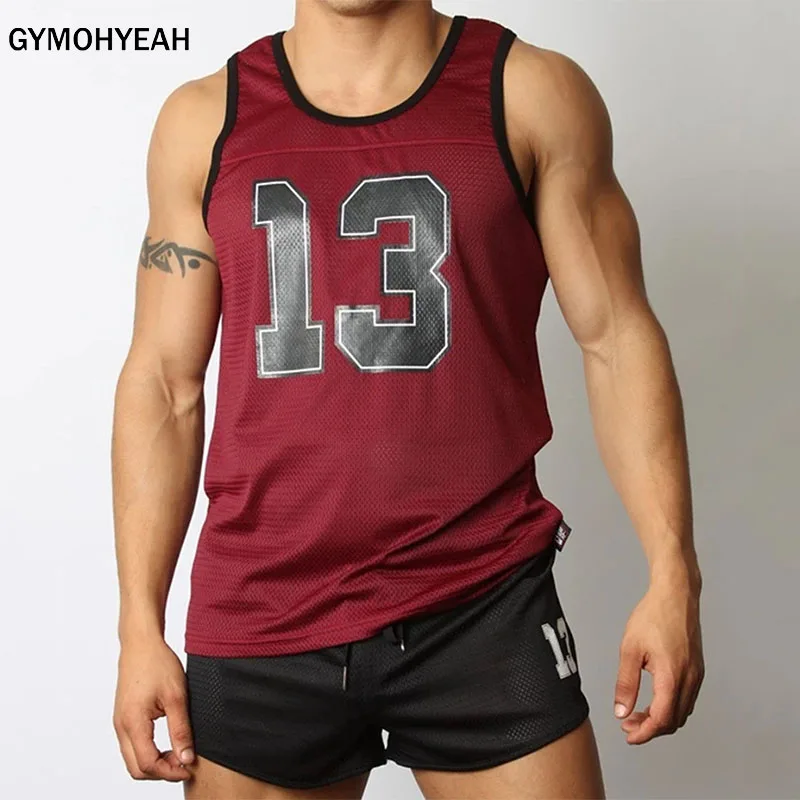 GYMOHYEAH Casual print men Tank Tops men Board beach shorts sets fitness sleeveless vest Men Tracksuits Set Male Sets Shorts