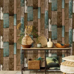 Reclaimed Wood Peel and Stick Wallpaper–Plank Multicolored Vintage Barnwood - Self Adhesive Backsplash,Vinyl Roll Contact Paper