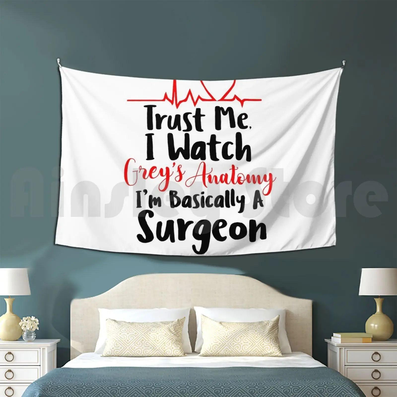 Grey's Anatomy-Basically A Surgeon Tapestry Background Wall Hanging Greys Greys Anatomy Meredith Grey Im Basically