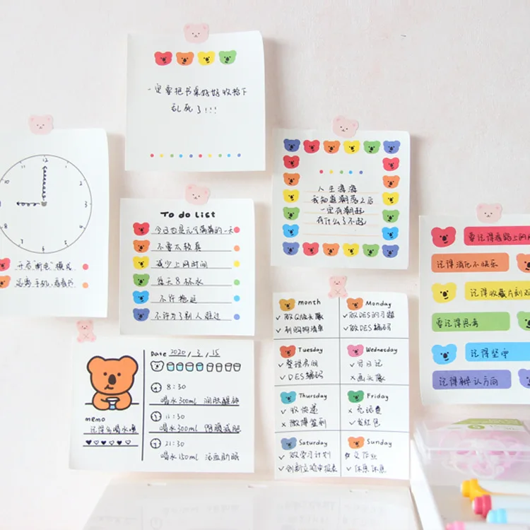 SIXONE 50 Sheets Ins Rainbow Koala Memo Pad School Students To Do List Portable Weekly Planner Stickers Kawaii Diy Stationery