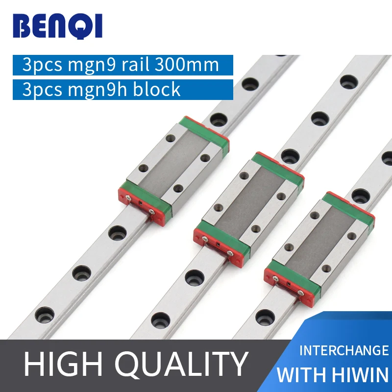 

free shipping 3d printer linear guide 3pcs mgn9 - L300mm + 3pcs MGN9H carriage