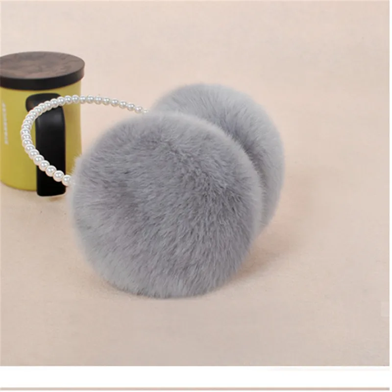 2022 2021 New Novelty Pearl Winter Earmuffs Women Fur Earmuff Ear Warmers Girls Imitation Rabbit Plush Cute Ear Hair Accessories